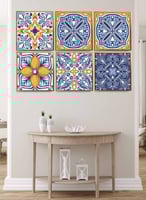 طقم من ٦ لوحات كانفاس مربع على إطار خشبي، تصميم اش...