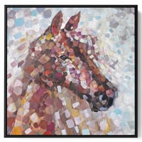 لوحة كانفاس مربع على إطار خشبي، تصميم فن زيتي لحصا...