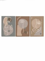 طقم من ٣ لوحات كانفاس على إطار خشبي، تصميم رسم تجر...