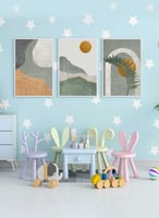 طقم من 3 لوحات كانفس بتصميم الشجرة والقمر