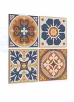 طقم من 4 لوحات كانفاس مربع على إطار خشبي، تصميم فن...