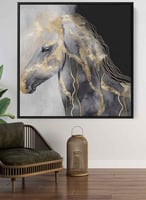 لوحة كانفاس مربع على إطار خشبي، تصميم فن زيتي للخي...