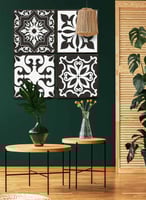 طقم من ٤ لوحات كانفاس مربع على إطار خشبي، تصميم أش...