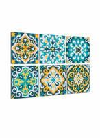 طقم من ٦ لوحات كانفاس مربع على إطار خشبي، تصميم اش...