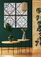 طقم من ٤ لوحات كانفاس مربع على إطار خشبي، تصميم من...