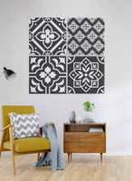 طقم من ٤ لوحات كانفاس مربع على إطار خشبي، تصميم فن...