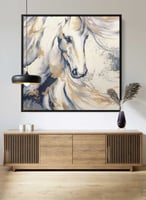 لوحة كانفاس مربع على إطار خشبي، تصميم فن زيتي للخي...