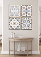 طقم من ٤ لوحات كانفاس مربع على إطار خشبي، تصميم نم...