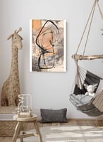 لوحة كانفاس على إطار خشبي، تصميم فن تجريدي، للمنزل...