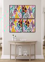 طقم من ٤ لوحات كانفاس مربع على إطار خشبي، تصميم فن...