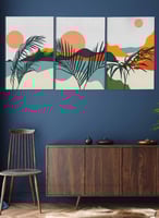 طقم من 3 لوحات كانفاس على إطار خشبي، تصميم جبال ور...