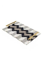 صينية تقديم مصنوعة من الأكريليك بمقابض معدنية ذهبي...