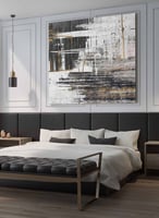 لوحة كانفاس مربع على إطار خشبي، تصميم فن تجريدي، ل...