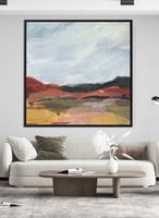 لوحة كانفاس مربع على إطار خشبي، تصميم فن تجريدي لل...