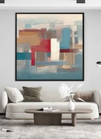 لوحات زيتية بسيطة بتصميم فن زيتي ملون واطار خشبي م...