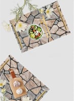 صينية تقديم مصنوعة من الأكريليك بمقابض معدنية ذهبي...