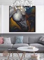 لوحة كانفاس مربع على إطار خشبي، تصميم فن تجريدي عي...