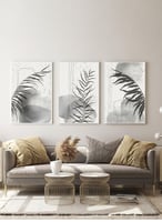طقم من 3 لوحات كانفس بتصميم أوراق النبات