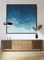 لوحة كانفاس مربع على إطار خشبي، تصميم فن تجريدي لم...