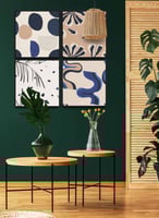 طقم من ٤ لوحات كانفاس مربع على إطار خشبي، تصميم فن...