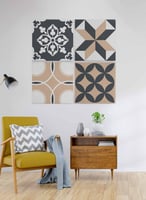 طقم من ٤ لوحات كانفاس مربع على إطار خشبي، تصميم كل...