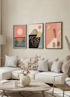 طقم من ٣ لوحات كانفاس على إطار خشبي، تصميم رسومات...