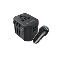 فيش شحن دولي مع فيش للسيارة بمنفذين PD+USB