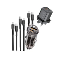 شاحن سيارة 65 واط مع فيش جداري منزلي PD+USB مع 3 ك...