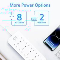 توصيلة كهربائية 1.8 متر 8 منافذ كهرباء مع 2 منفذ U...