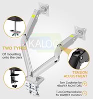 ستاند شاشه متحرك لشاشتين باللون الرمادي