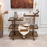 عربية تقديم نحاسى مودرن بثلاثة رفوف