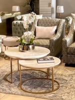 طقم طاولة حديد مع خشب شكل رخام ذهبي