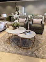 طقم طاولة حديد مع خشب شكل رخام ذهبي