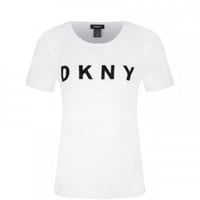تي شيرت دكني ابيض بشعار اسود Dkny