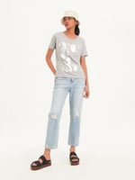 تي شيرت من دكني لون رمادي