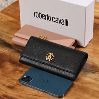 محفظه روبرتو كفالي سوداء شعار ذهبي