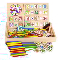 صندوق تعلم الرياضيات الخشبي