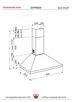 شفاط هرمي جليم غاز بلت ان 90سم، قوة الشفط 420م3/سا...