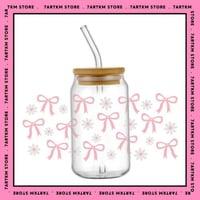 كاس زجاج - bow and flowers