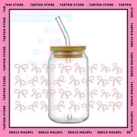 كاس زجاج - pink bow