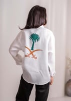 قميص كتان كم طويل-طباعه