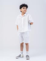 قميص كتان كم قصير