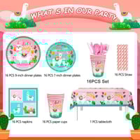 مجموعة لوازم حفلات بنمط الصبار واللاما للفتيات، اط...