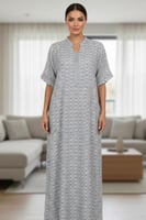 جلابية مخطط طولي بحزام قماش