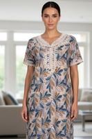 جلابية ورود طويلة بحزام خصر