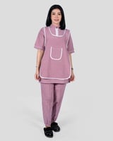 طقم عاملة منزلية بياقة دائرية 3 قطع