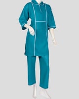 طقم زي عاملات فيروزي صناعة كويتية