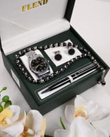 طقم اكسسوارات رجالي فضي و اسود