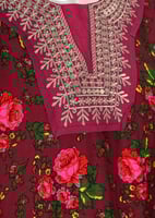 جلابية روز مشجرة بتطريز عسيري