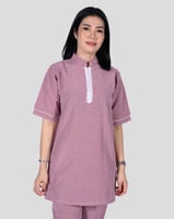 طقم عاملة منزلية بياقة دائرية 3 قطع